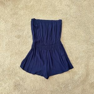 Navy strapless romper